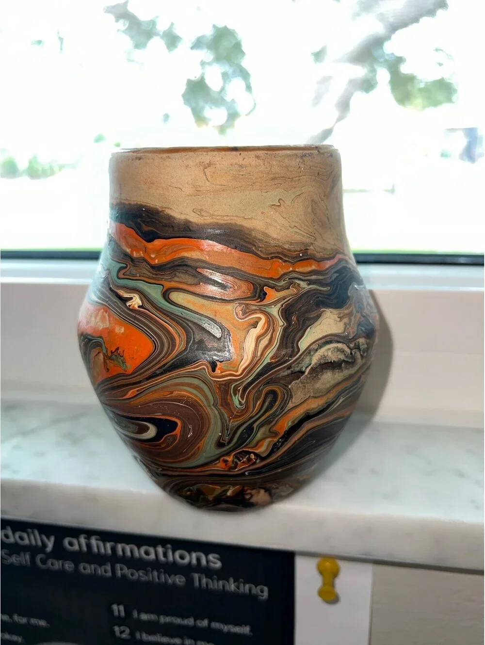 Nemadji indian pottery hand made from native american clay #7 swirl Vase vtg